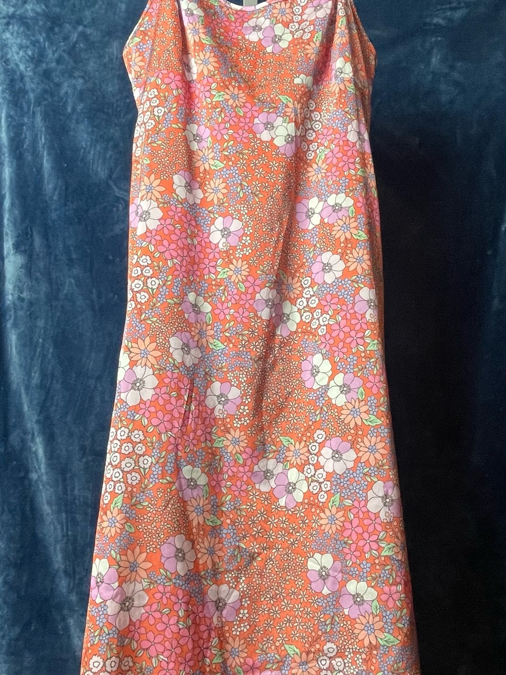 Retro Floral Orange A-Line Maxi Skirt